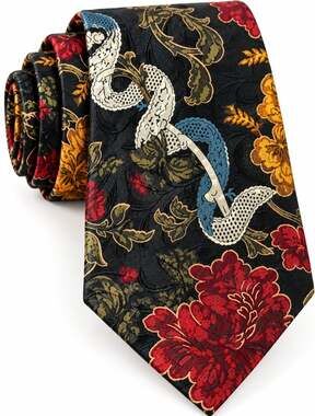 Ferrell Reed Squire Shop Silk Tie Black Floral Paisley Made Italy USA